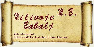 Milivoje Babalj vizit kartica